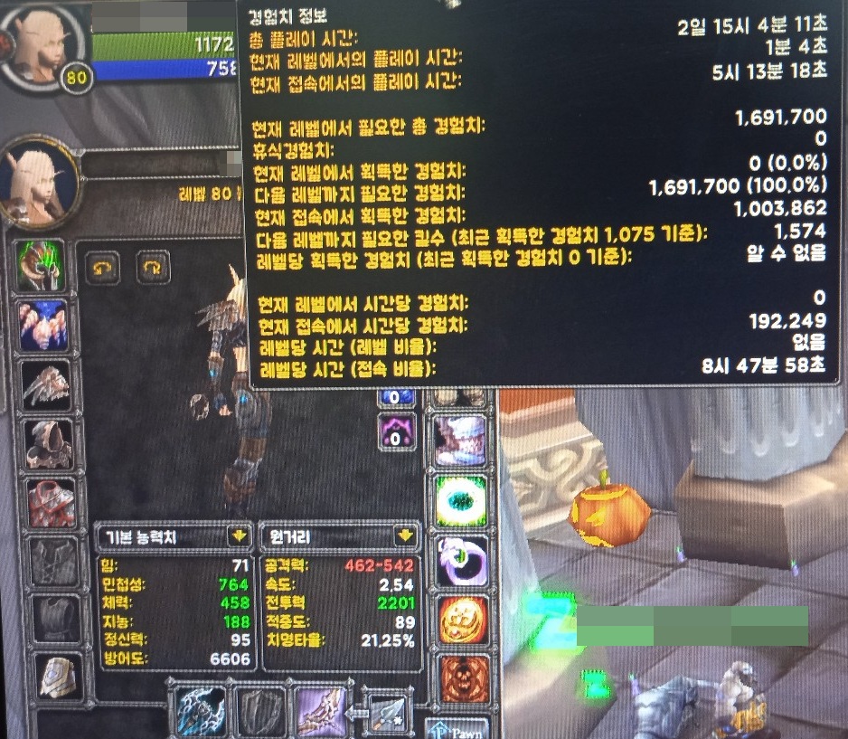 캐릭터 육성 기록 10 — 캐릭터 이름 모자이크 처리