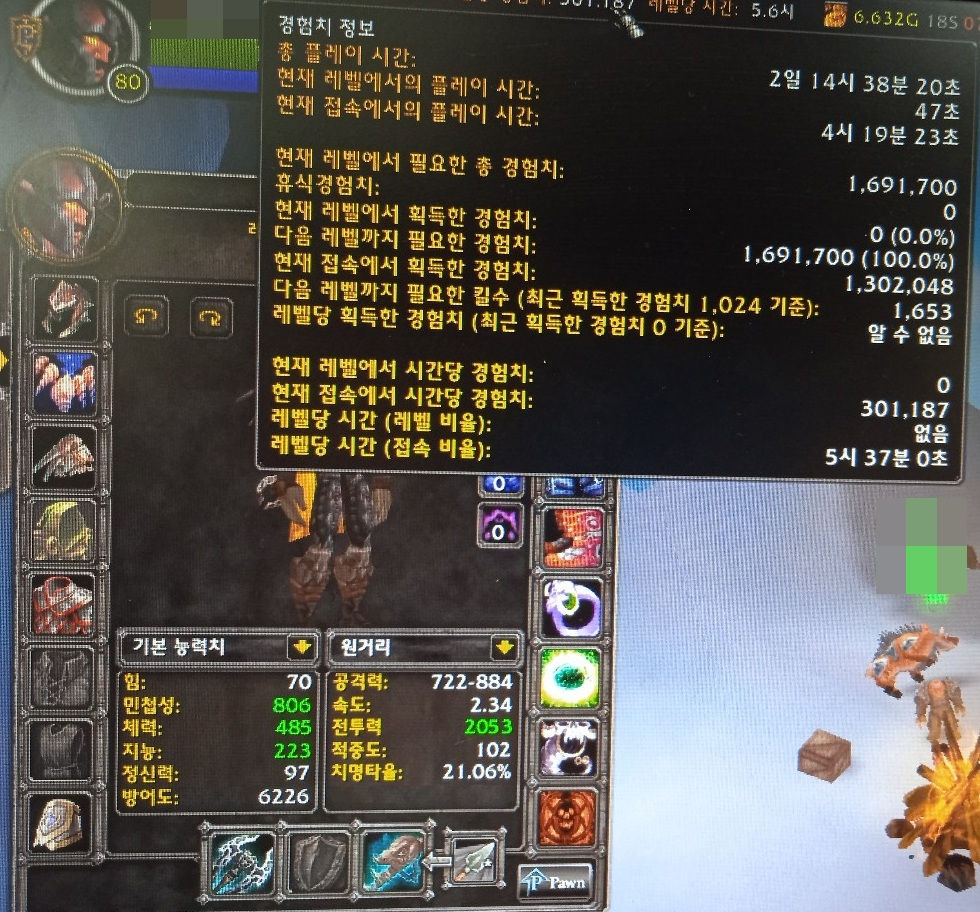 캐릭터 육성 기록 13 — 캐릭터 이름 모자이크 처리