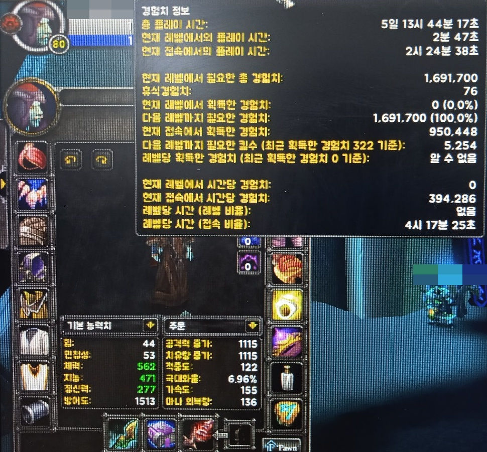 캐릭터 육성 기록 14 — 캐릭터 이름 모자이크 처리